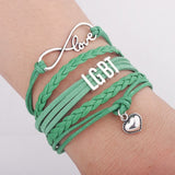 Drop Shipping Wrap Gay Pride LGBT Rainbow Bracelet Infinity Love Friendship Gifts Wedding Charms Personal Jewelry