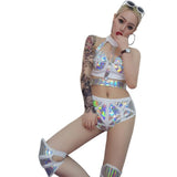 New Sexy Women Jazz Singer DJ Stage Costume Sexy Laser Bandage Female Dance Costume Hip-Hop Club Set Bar DS Performance Costumes