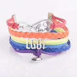 Drop Shipping Wrap Gay Pride LGBT Rainbow Bracelet Infinity Love Friendship Gifts Wedding Charms Personal Jewelry